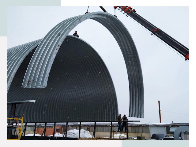 Полукруглые ангары в Воскресенске
